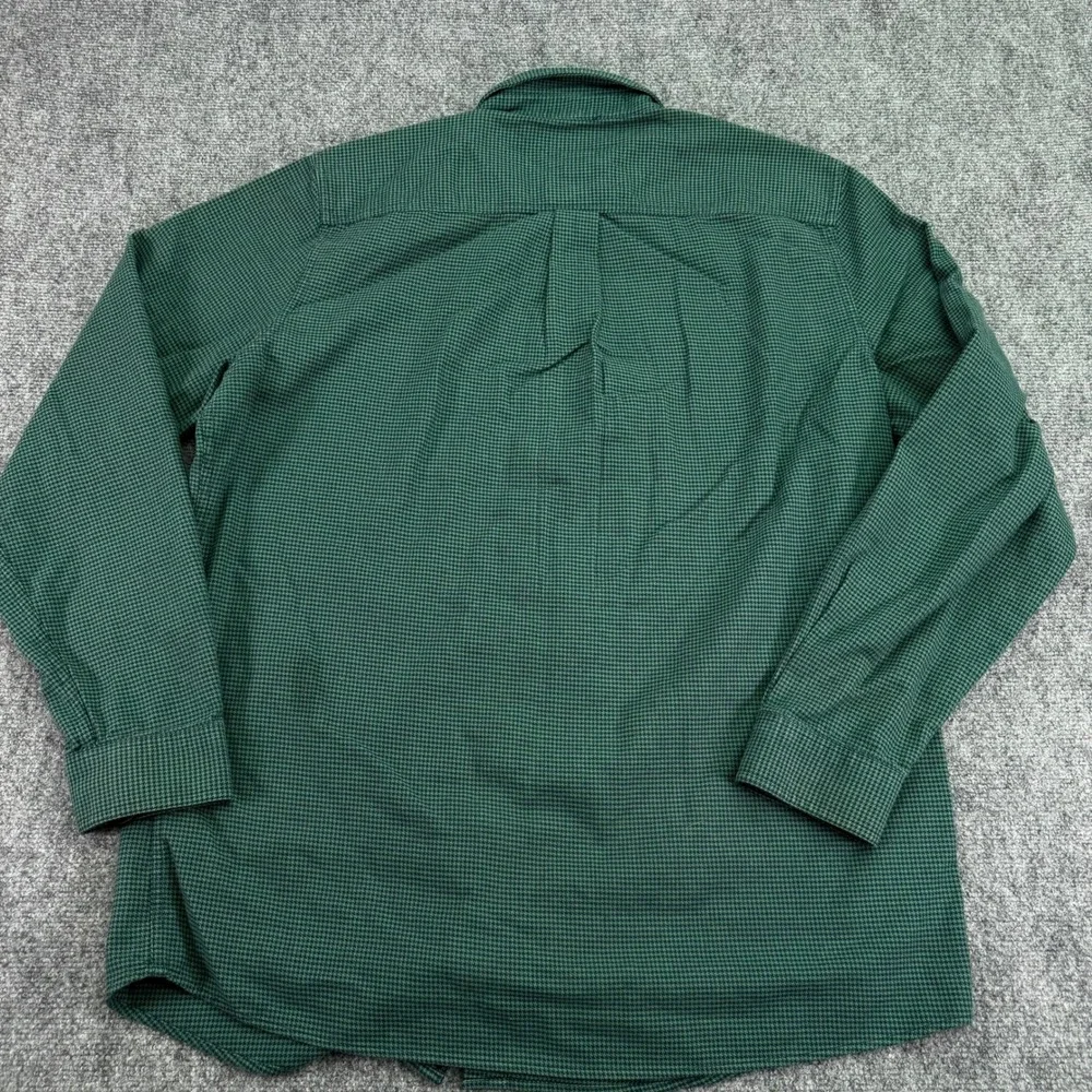 LL Bean Shirt Mens LT Tall Green Wicked Good Flannel Houndstooth Slightly Fitted
